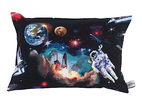 bettina bruder - Kleines Kuschelkissen Astronaut Weltraum Kosmos Weltall schwarz bunt türkis - 30 cm x 20 cm von bettina bruder