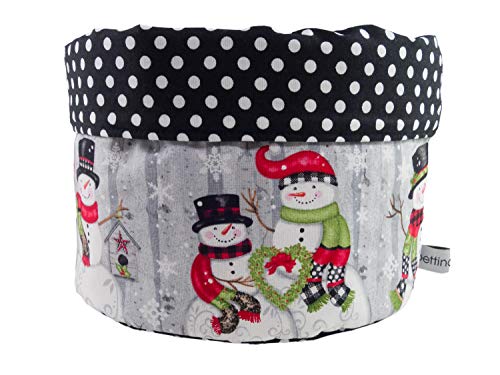 bettina bruder - Stoffkörbchen Schneemann Punkte schwarz weiß rot bunt - Weihnachten Advent Nikolaus - Brotkorb Utensilo von bettina bruder