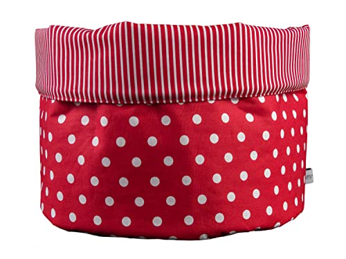 bettina bruder - Stoffkorb XXL Punkte Streifen rot weiß Ø ca. 23 cm - Brotkorb Utensilo bettina bruder - Stoffkorb XXL Punkte Streifen rot weiß Ø ca. 23 cm - Brotkorb Utensilo von bettina bruder