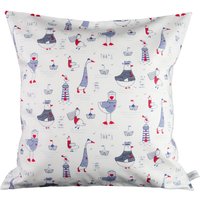 Kissenhülle - Kissenbezug Möwen Leuchtturm Papierschiffe Maritim Weiß Blau Rot Bunt 40 cm X 100% Baumwolle Hotelverschluss von bettinabruder