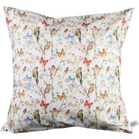 Kissenhülle - Kissenbezug Vögel Vogel Schmetterlinge Blumen Weiß Bunt 40 cm X 100% Baumwolle Hotelverschluss von bettinabruder