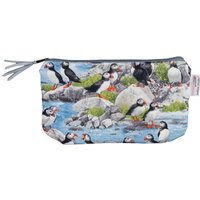 Mäppchen Tasche Papageientaucher Puffin Vögel Pünktchen Grau Weiß Blau Bunt - 21 cm X 12 Auf Wunsch Mit Namen Necessaire von bettinabruder