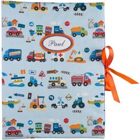 Sammelmappe Din A3 - 30 Sichthüllen Baustelle Auto Hellblau Bunt Orange Innen Punkte Blau Weiß Mappe Mit Namen von bettinabruder