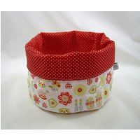 Stoffkörbchen Utensilo Brotkorb Garten Pünktchen Rot Weiß Ø Ca. 18 cm - Stoffkorb Stoffkörbchen Utensilo Brotkorb Garten Pünktchen Rot Weiß Ø Ca. 18 cm - Stoffkorb von bettinabruder