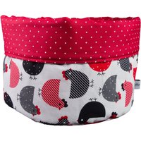 Stoffkörbchen Utensilo Brotkorb Hühner Pünktchen Punkte Weiß Grau Rot Ostern Ø Ca. 18 cm - Stoffkorb von bettinabruder