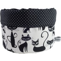 Stoffkörbchen Utensilo Brotkorb Katzen Pünktchen Weiß Schwarz Ø Ca. 18 cm - Stoffkorb von bettinabruder
