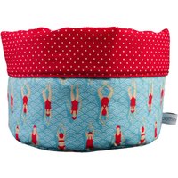 Stoffkörbchen Utensilo Brotkorb Schwimmerin Punkte Hellblau Rot Weiß Bunt Ø Ca. 18 cm - Stoffkorb Stoffkörbchen Utensilo Brotkorb Schwimmerin Punkte Hellblau Rot Weiß Bunt Ø Ca. 18 cm - Stoffkorb von bettinabruder