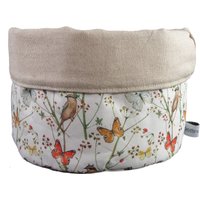 Stoffkörbchen Utensilo Brotkorb Vögel Schmetterlinge Blumen Weiß Beige Bunt - Ø Ca. 18 cm Stoffkorb von bettinabruder