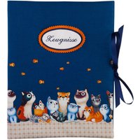 Zeugnismappe - Sammelmappe Din A4 30 Sichthüllen Katzen Bordüre Blau Innen Orange Mappe Mit Namen von bettinabruder