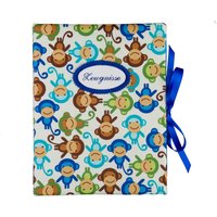 Zeugnismappe - Sammelmappe Din A4 Rezeptmappe 30 Sichthüllen Affe Weiß Blau Bunt Mappe Mit Namen von bettinabruder