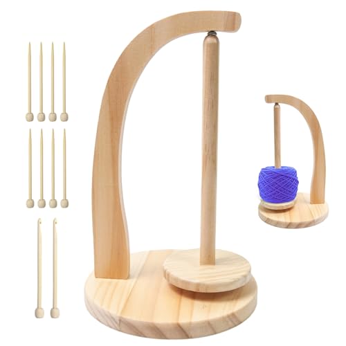 Garnkugelhalter, drehbarer Magnetfadenhalter aus Holz, Garn- und Garnhalter aus Holz, Garnhalter für Stricken und Häkeln, platzsparender Garnhalter für Stricken und Häkeln von bevog