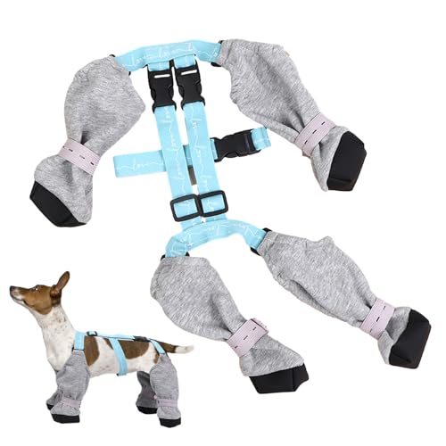 Leggings für Hundestiefel, verstellbarer Schutz für Hundepfoten, wasserdichte Hosenträgerstiefel für Hunde, Schutz für Hundepfoten mit zusätzlichem Gurt, Leggings mit Pfotenabdruck von bevog