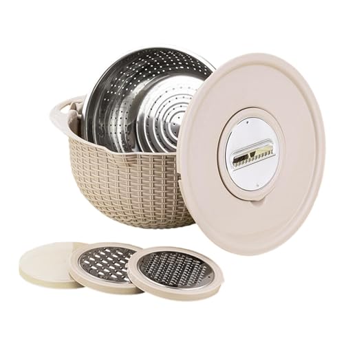 Sieb mit Rührschüssel, Multifunktionales Reissieb, Einzelsieb mit Rührschüssel, Drehbares Küchensieb zum Waschen von Gemüse, Salat, Wohnung, Haushalt von bevog