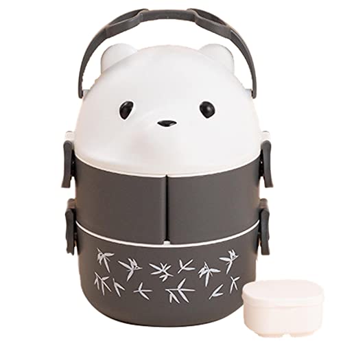Stapelbare Lunchbox, tragbare Bento-Box mit Bärenmuster, Kawaii-Lunchbox, Lunchbox mit doppelter Isolierung, separate Windel-Lunchbox für Camping, Reisen von bevog