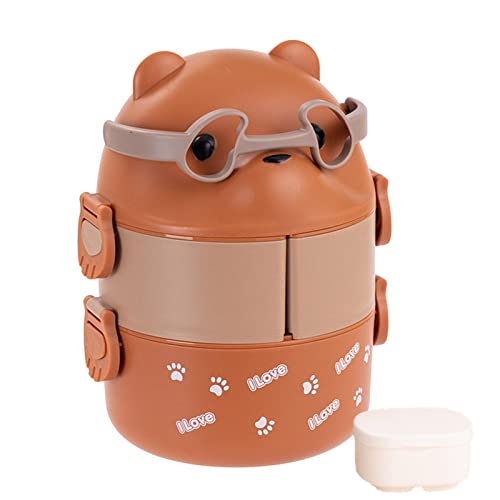 Stapelbare , tragbare Bento-Box mit Bärenmuster, Tragbare , mit Doppelisolierung, getrennte - für Camping, Reisen von bevog