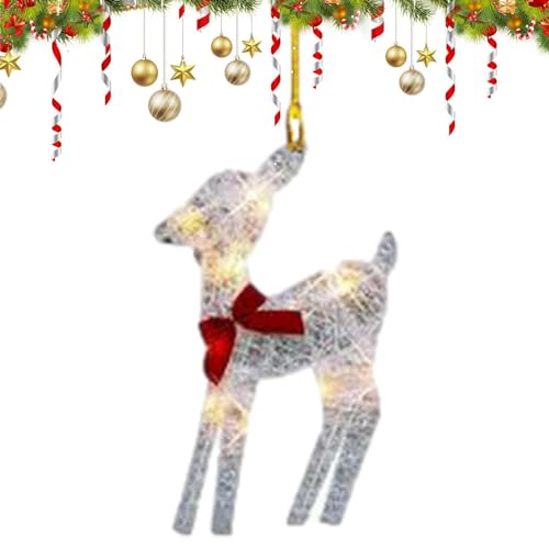 bevog Hirsch-Ornament zum Aufhängen – Dekoratives Ornament aus Acryl, 2D in Hirschform, für Weihnachten, Weihnachtsbaum, wiederverwendbar für die Dekoration des Hauses von bevog