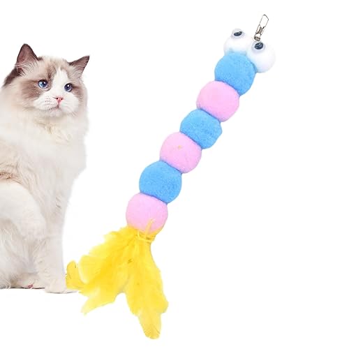 bevog Katzenwurm-Spielzeug – Katzenspielzeug aus kuscheligem Plüsch, interaktives Spielzeug für Katzen, Federspielzeug, mehrfarbig, für das Training von Kätzchen von bevog