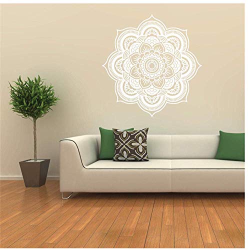 Wandaufkleber Weiß Wanddekoration Elegante Große Bunte Aufkleber Mandala Blume Schlafzimmer Wandtattoo Kunst Aufkleber Wandhaupt Vinyl Familie Malen 42X42Cm von bfzhh
