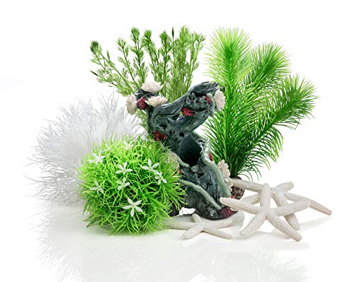 biOrb 48443 Decor Set 15L Flower Garden - Aquariendekoration mit realistischen künstlichen Wasserpflanzen, Wurzeln und Steinen für schönes Aquariendesign, passend für alle biOrb Modelle ab 15 L von biOrb