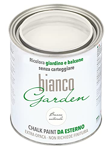 Bianco Shabby Extra Beständige Kreidefarbe für den Außenbereich - 1 Liter "BIANCO NATURALE" Farbe auch für Holz und Möbel - Chalk Paint Outdoor Wandfarbe für Haus und Garten von bianco Shabby