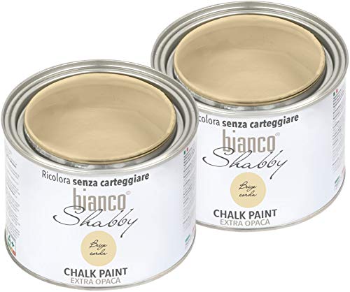 CHALK PAINT Beige Malerei Shabby Chic Vintage für Möbel und Wände EXTRA matt (2 x 500 ml) von bianco Shabby