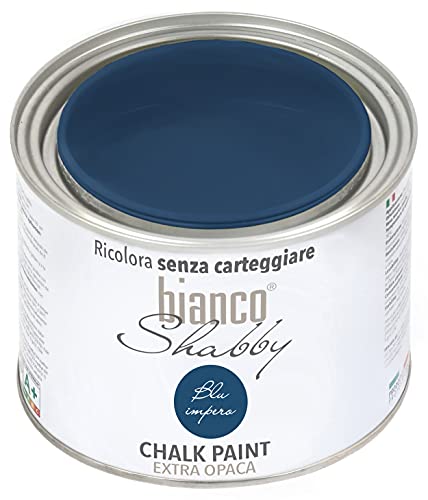 bianco Shabby® Blu Impero Kreidefarbe Wasserbasis für Alle Oberflächen einfach zu verarbeiten ohne schlechten Geruch - Chalk Paint Extra Matt (500 ml) von bianco Shabby