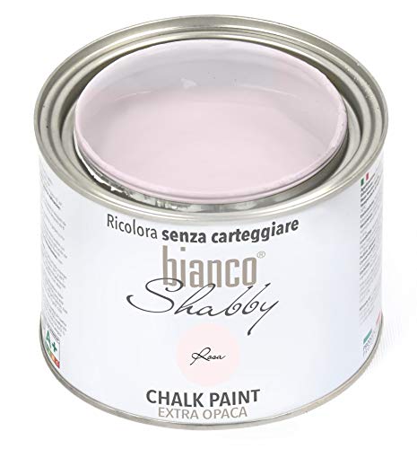 bianco Shabby® Rosa Kreidefarbe Wasserbasis für Alle Oberflächen einfach zu verarbeiten ohne schlechten Geruch - Chalk Paint Extra Matt (500 ml) von bianco Shabby