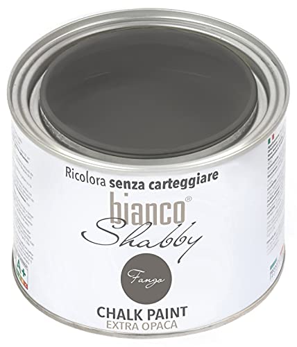 bianco Shabby® Fango Kreidefarbe Wasserbasis für Alle Oberflächen einfach zu verarbeiten ohne schlechten Geruch - Chalk Paint Extra Matt (500 ml) von bianco Shabby