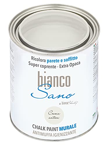 Chalk Paint speziell für weiße Wände. Gesunde Creme, Anti-Schimmel-Desinfektion, reinigt Ihre Umgebung (1 Liter) von bianco Shabby