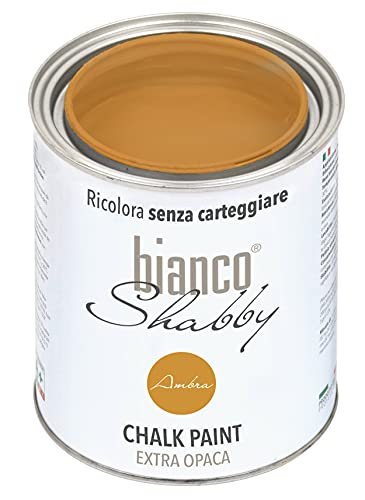 bianco Shabby® Ambra Kreidefarbe Wasserbasis für Alle Oberflächen einfach zu verarbeiten ohne schlechten Geruch - Chalk Paint Extra Matt (1 Liter) von bianco Shabby