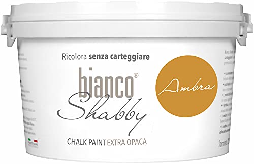 bianco Shabby® Ambra Kreidefarbe Wasserbasis für Alle Oberflächen einfach zu verarbeiten ohne schlechten Geruch - Chalk Paint Extra Matt (2,5 Liters) von bianco Shabby