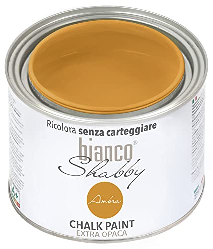 bianco Shabby® Ambra Kreidefarbe Wasserbasis für Alle Oberflächen einfach zu verarbeiten ohne schlechten Geruch - Chalk Paint Extra Matt (500 ml) von bianco Shabby