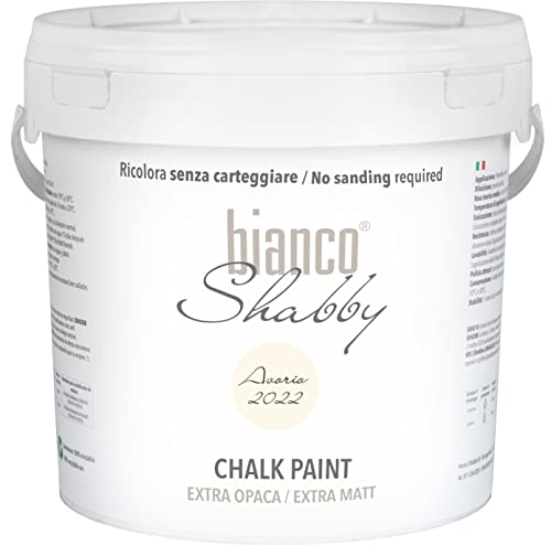 bianco Shabby® Avorio 2022 (Elfenbein) - (5 Litres) Chalk Paint Kreidefarbe auf Wasserbasis für alle Oberflächen – geruchsneutral, einfach zu verarbeiten, extra matt von bianco Shabby