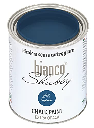 bianco Shabby® Blu Impero Kreidefarbe Wasserbasis für Alle Oberflächen einfach zu verarbeiten ohne schlechten Geruch - Chalk Paint Extra Matt (1 Liter) von bianco Shabby