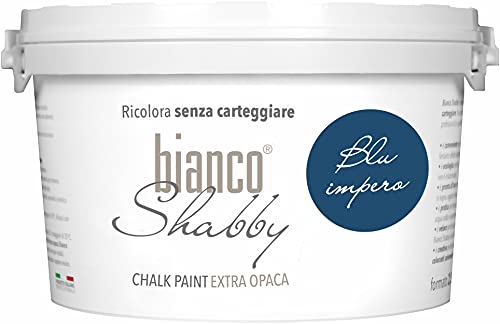 bianco Shabby® Blu Impero Kreidefarbe Wasserbasis für Alle Oberflächen einfach zu verarbeiten ohne schlechten Geruch - Chalk Paint Extra Matt (2,5 Liters) von bianco Shabby