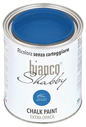 bianco Shabby® Blue 2020 Kreidefarbe Wasserbasis für Alle Oberflächen einfach zu verarbeiten ohne schlechten Geruch - Chalk Paint Extra Matt (1 Liter) von bianco Shabby