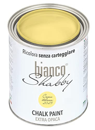 bianco Shabby® Crema Italiana Kreidefarbe Wasserbasis für Alle Oberflächen einfach zu verarbeiten ohne schlechten Geruch - Chalk Paint Extra Matt (1 Liter) von bianco Shabby