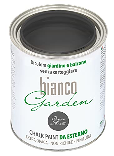 bianco Shabby® Extra Beständige Kreidefarbe für den Außenbereich - 1 Liter GRIGIO ANTRACITE Farbe auch für Holz und Möbel - Chalk Paint Outdoor Wandfarbe für Haus und Garten von bianco Shabby