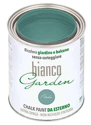 bianco Shabby® Extra Beständige Kreidefarbe für den Außenbereich - 1 Liter PETROLIO Farbe auch für Holz und Möbel - Chalk Paint Outdoor Holzfarbe für Haus und Garten von bianco Shabby