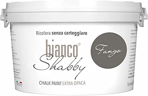 bianco Shabby® Fango (Schlamm) - (2,5 Liter) Chalk Paint Kreidefarbe auf Wasserbasis für alle Oberflächen – geruchsneutral, einfach zu verarbeiten, extra matt von bianco Shabby
