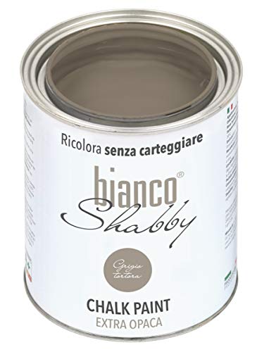 bianco Shabby® Grigio Tortora Kreidefarbe Wasserbasis für Alle Oberflächen einfach zu verarbeiten ohne schlechten Geruch - Chalk Paint Extra Matt (1 Liter) von bianco Shabby