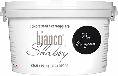 bianco Shabby® Nero Lavagna Kreidefarbe Wasserbasis für Alle Oberflächen einfach zu verarbeiten ohne schlechten Geruch - Chalk Paint Extra Matt (2,5 Liters) von bianco Shabby