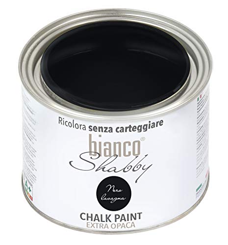 bianco Shabby® Nero Lavagna Kreidefarbe Wasserbasis für Alle Oberflächen einfach zu verarbeiten ohne schlechten Geruch - Chalk Paint Extra Matt (500 ml) von bianco Shabby