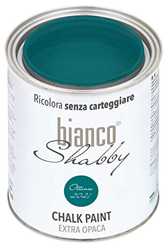 bianco Shabby® Ottanio 2021 Kreidefarbe Wasserbasis für Alle Oberflächen einfach zu verarbeiten ohne schlechten Geruch - Chalk Paint Extra Matt (1 Liter) von bianco Shabby