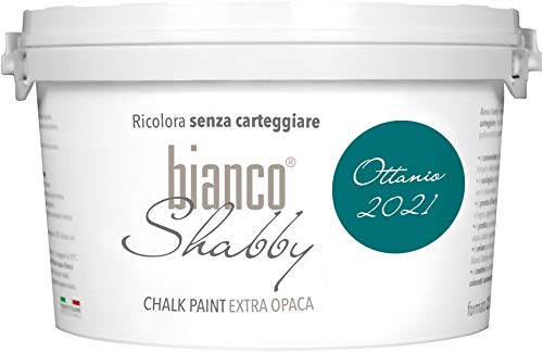 bianco Shabby® Ottanio 2021 Kreidefarbe Wasserbasis für Alle Oberflächen einfach zu verarbeiten ohne schlechten Geruch - Chalk Paint Extra Matt (2,5 Liters) von bianco Shabby