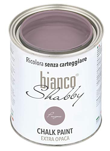 bianco Shabby® Prugna Kreidefarbe Wasserbasis für Alle Oberflächen einfach zu verarbeiten ohne schlechten Geruch - Chalk Paint Extra Matt (1 Liter) von bianco Shabby