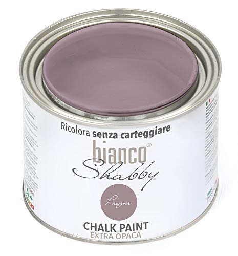 bianco Shabby® Prugna (Pflaume) - (500 ml) Chalk Paint Kreidefarbe auf Wasserbasis für alle Oberflächen – geruchsneutral, einfach zu verarbeiten, extra matt von bianco Shabby