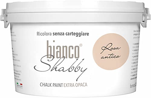 bianco Shabby® Rosa Antico Kreidefarbe Wasserbasis für Alle Oberflächen einfach zu verarbeiten ohne schlechten Geruch - Chalk Paint Extra Matt (2,5 Liters) von bianco Shabby