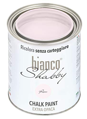 bianco Shabby® Rosa Kreidefarbe Wasserbasis für Alle Oberflächen einfach zu verarbeiten ohne schlechten Geruch - Chalk Paint Extra Matt (1 Liter) von bianco Shabby