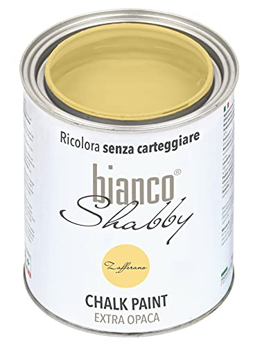 bianco Shabby® Zafferano Kreidefarbe Wasserbasis für Alle Oberflächen einfach zu verarbeiten ohne schlechten Geruch - Chalk Paint Extra Matt (1 Liter) von bianco Shabby